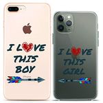 Cavka Matching Couple Cases Compatible for iPhone 14 13 Pro Max 12 Mini 11 Xs 6s 8 Plus 7 Xr 10 SE 5 Arrows Soft Pair Clear Cover Love Slim fit Print Friends Cute Design Saying Heart Flexible Quote