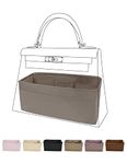 DGAZ Bag Organizer Insert, Silk Purse Organizer, Luxury Handbag & Tote Organizer, Fits Kelly mini I/mini II /20/25/28/32/35/40 Bags (Etoupe grey, KL32)