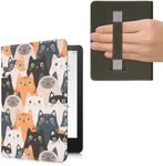 kwmobile Case Compatible with Amazon Kindle Paperwhite 11 Generation 2021 Case - PU Cover for Kindle Paperwhite Case w/Strap - Cats Orange/Black/White