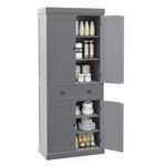 SILKYDRY 72” Kitchen Pantry Cabinet, Storage Cupboard with 2 Double-Doors Cabinet, Large Drawer, 4 Adjustable Shelves, Traditional Floor Sideboard Buffet for Dining Room, Bathroom