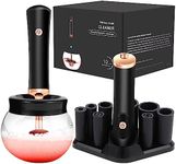 YBVABE Makeup Brush Cleaner and Dryer, 10 Seconds Cleaning Brush and Dry Machine, Super-Fast Automatic Cosmetic Brush Spinner with 8 Size Rubber Collars, for All Size Brushes Cleaner Spinner Makeup Brush Tools (Black)