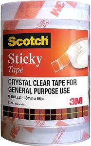 Scotch Sticky Tape 18 mm x 66 m - Pack of 8 Rolls, (502)