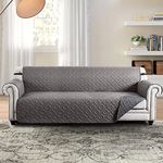 BedLooms Sofa Cover 3 Seater - Water Resistant Sofa Protectors from Pets/Kids - Quilted Sofa Slipcovers for Living Room Non Slip Washable Sofa Covers with Elastic Straps (Light Grey/Dark Grey)