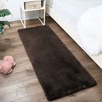 Luxe Home Runner Rabbit Fur 1000 GSM - 2x5 Feet - Super Soft, Anti Slip, Absorbent, Machine Washable - Chocolate - Floor Rug for Bedroom, Livingroom