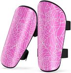 Kids Football Shin Pads Shin Guards Soccer Boys Calf Protective Gear Youth Girls Toddler EVA Cushion Protection Reduce Shocks Injurie for Age 4 5 6 7 8 9 10 11 12 (M, Pink)