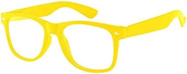 Boolavard Kids Nerd Glasses Clear Lens Geek Fake Eyeglasses for Girls Boys Eyewear Age 4-12 (Yellow)