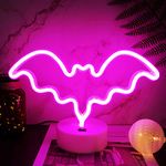 YIVIYAR Halloween Bat LED Neon Light Bat Neon Signs Neon Night Light Cool Things Kids Lamps for Bedroom Pink Neon Light Neon Lights for Bedroom Children Lighting for Home Decorations