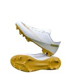 Low Leather Soccer Cleats - Professional-Grade with Lace-Up - Ideal for Training & Competition on Firm Ground & Turf - Unisex, Men, Women, Boys & Girls, White Gold, 10 Women/8.5 Men