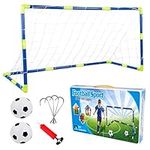 Football Goal Post Net With Pump Toy Indoor Outdoor Soccer Sport Games Mini Training Practice Set for Kids Children (Single)