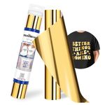 TECKWRAP PU Metallic Heat Transfer Vinyl Roll 12" x 5ft Chrome Gold HTV for DIY Clothing,T-Shirts,Fabric Foil Iron on Vinyl Compatible with Heat Press Craft Cutters