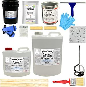 ArmorPoxy 14-Piece Garage Epoxy Floor Kit - Industrial-Grade 2-Part Epoxy Coating for Concrete, 600 Sq Ft - Durable Solution for Garages, Basements, Workshops, Retail & Automotive Spaces, Self Gray