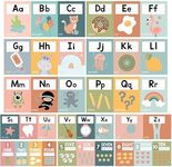 Hadley Designs Alphabet for Classroom Wall - ABC Letters and Numbers Posters for Preschool and Kindergarten - Alphabet Line for Classroom Decor and Homeschool - Boho Classroom Decor