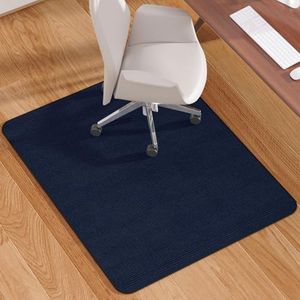 Blvornl Office Chair Mat for Hardwood Floor and Low Pile Carpet, 35" x 48" Corduroy Surface Desk Rolling Chair Mat for Hard Floors, Heavy Duty Carpeted Floor Protector Rug for Home Office, Dark Blue