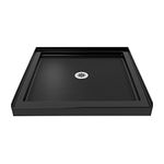 DreamLine SlimLine 32 in. D x 32 in. W x 2 3/4 in. H Center Drain Single Threshold Shower Base in Black, DLT-1132320-88