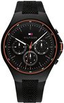 Tommy Hilfiger Men's Quartz 1792056 Ionic Plated Black Steel Case and Silicone Strap Watch, Color: Black