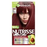 Garnier Nutrisse Ultra Color, Permanent Hair Dye, Vibrant Long-Lasting Colour, Vegan Formula, Nourished Hair, Protects Hair Against Dryness, 660 Fiery Red, 1 Application, Packaging May Vary