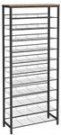 HOOBRO Shoe Rack Tall, Large Capacity Shoe Storage Organizer, 12-Tier Shoe Rack for 44-55 Pairs of Shoes, 75 x 28.5 x 194.5cm, Adjustable Metal Shelves, Shoe Storage Unit, Rustic Brown EBF51XJ01