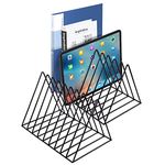 Paper Organizer for Desk - 2 Pack Office Organization Vertical File Folder Organizer for Desk Top File Sorter Rack Mail Sorter Organizer Magazine File Holder Storage Display Book Organizer Desktop