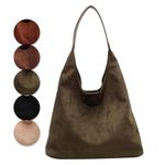 2024 Suede Tote Bag for Women Suede Slouchy Bag Suede Purse Brown Suede Shoulder Bag for Work Large Tote Bags for Women (Green)