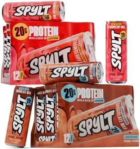Spylt High Protein Chocolate/Strawberry Milk with 60mg Caffeine & 20g Protein - 90 Calories, Ready to Drink, Sugar Free, Lactose Free Milk, Perfect for Workout Recovery & Afternoon Pick Me Up - 12 Co