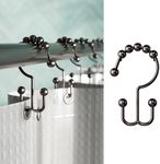 Maytex Rust-Resistant Metal Double Roller Glide Shower Hooks, Set of 12, Oil Rubbed Bronze