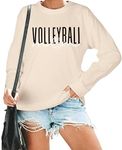 Volleyball Mom Sweatshirt Woman Volleyball Game Day Shirt Volleyball Mom Gift Shirts Casual Long Sleeve Pullover Tops Apricot