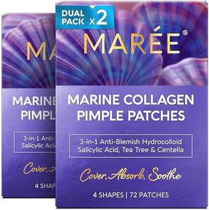 MAREE Star Pimple Patches for Face 2 PACK - Acne Patches - Natural Green Algae Extract & Tea Tree Oil - Hydrocolloid Stars Cute Zit Stickers, Parches Para Acne - Marine Collagen Blemish Pimple