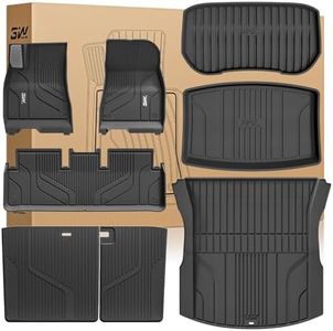3W Tesla Model 3 Floor Mats 2026 2025 2024 with Metal Pedal, Full Set with Seatback Protector, Highland All Weather Custom Fit Rear Trunk Mat Accessories Black