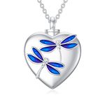 SLIACETE Dragonfly Urn Necklace for Ashes 925 Sterling Silver Blue Dragonfly Necklace Memorial Cremation Jewelry Gifts for Human