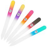 Bona Fide Beauty 5-Piece Glass Fingernail File for Natural Nails, Crystal Nail Files with Cases in Multicolor