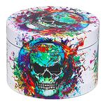 Spespo Herb Grinder, Large Spice Grinder 63mm(2.5 inch),4 Layers Full Color Painting Metal Grinder with Pollen Scraper (Skull Design)