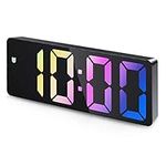 Criacr Digital Alarm Clock, Alarm Clocks Bedside with Colorful LED Display, USB/Battery Powered Digital Clock with Voice Control, Snooze, Temperature, 3 Adjustable Brightness, Date for Heavy Sleepers