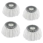 4 Premium Replacement Mop Heads Refills, Compatible for Hurricane Spin Magic Mop Head, fits 6.3‘’ Standard Replacement Round Spin Mop Heads Microfiber, Inner Hole 2.5'' Only - Machine Washable, White