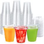 Lilymicky [100 PACK] 12 oz Clear Plastic Cups With Strawless Sip Lids, Disposable Plastic Cups With Sip Through Lids for Ice Coffee, Smoothie, Slurpee, or Any Cold Drinks