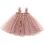 Rysly Baby InfantToddler Tutu Dress Sleeveless Princess Girls Tulle Sundress (B-Tan, 90)