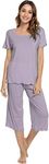 WiWi Bamboo Viscose Pajamas for Women Soft Capri Pants Pajama Sets Plus Size Sleepwear Pjs Loungewear S-4X, A-violet