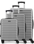 FLIEE Suitcase Set | Lightweight Hard Shell Suitcases | 4 Silent Dual Spinner Wheels | TSA 3 Digit Combination Lock | Aluminium Telescopic Handle | 3 Pcs Luggage Sets (Grey, 3 Piece Full Set)