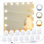 14 Bulbs Vanity Lights for Mirror,LED Makeup Mirror Lights with 3 Color Lighting Modes & Brightness Dimmmable,Hollywood Style,USB Cable,Mirror not Included