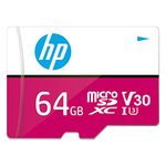 HP Micro SD Card 64GB with Adapter U3 V30 (Pink) (Write Speed 85MB/s & Read Speed 100 MB/s Records 4K UHD and Fill HD Video)