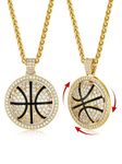 Gold Basketball Necklace Chain Bling Spinner Pendant Necklaces, NBA Stereoscopic 3D Basketball Fans Pendant Necklaces Women Men Gift for Son