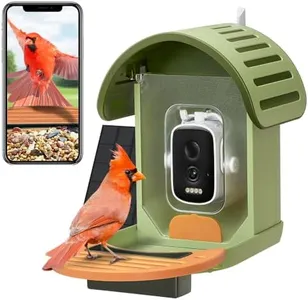 VINGUYS® Bird Feeder with Camera Solar Powered, Smart Bird Feeder Camera AI Identifies 11,000+ Bird Species, Auto-Capture 2.5K UHD Bird Video, IP66 Waterproof Outdoor Bird Feeder, Ideal Gift, Green