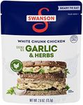 Swanson Garlic and Herbs White Chunk Fully Cooked Chicken, Ready to Eat, Simple On-the-Go Meals, 2.6 OZ Pouch