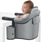 Baby Portable High Chair for Travel, Hook On High Chair for Baby - Foldable Baby High Chair for Eating, Home & Travel High Chair That Attaches to Table, Clip On Highchair for Toddlers, Gray Leather