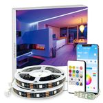 phopollo USB Led Strip Light 10m (5m×2) RBG IC for Bedroom with Remote USB Power Strip Lighting Room Colour Changing Light Without Plug