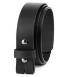 No Buckle Belt | Made in USA Mens Cowboy Belt | 1 1/2" Leather Belt Strap with Snaps, Classic Black, Pant Size 32 (Belt Size 34)