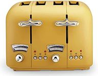 De'Longhi Argento Silva Toaster CT04Y , 4 Slice Toaster With Reheat, Defrost and Cancel Functions, 5 Browning Settings, Removable Crumb Tray, Gingko Yellow