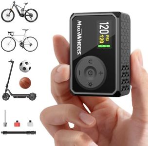 MEGAWHEELS Mini Bike Pump, 120/150PSI Air Pump Inflator with Presta and Schrader Valve, Portable Electric Tire Pump with Gauge, Auto Stop, Fast Inflation for Road Bike, Mountain Bike, Scooter, Balls