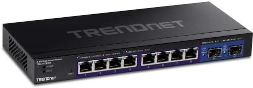 TRENDnet 10-Port Multi-Gig Web Smart Switch, 8 x 2.5GBASE-T Ports, 2 x 10G SFP+ Slots, Metal Housing, Managed Network Ethernet Switch, Lifetime Protection, Black, TEG-3102WS