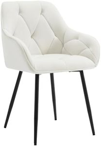 WOLTU Dining Chair Kitchen Chair Upholstered Living Room Chair with Backrest, Armrests, Metal Legs, Ergonomic Chair for Lounge, Office, Dressing Table Chair, Velvet, Cream