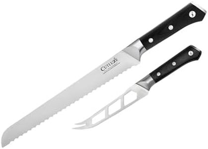 Cutluxe Cheese Knife & Serrated Bread Knife – Forged High Carbon German Steel – Full Tang & Razor Sharp – Ergonomic Handle Design – Artisan Series